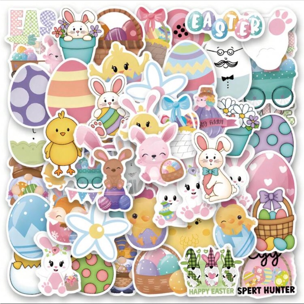 Easter Sticker Pack with Bunnies and Eggs (50 pack)